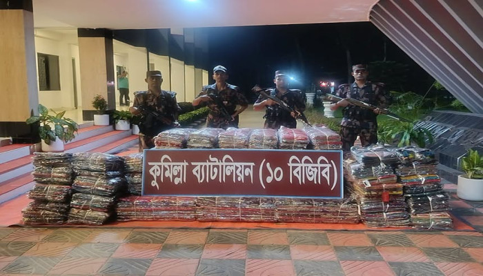 কুমিল্লা সীমান্তে ৪৩ লাখ ৬০ হাজার টাকার ভারতীয় শাড়ি জব্দ