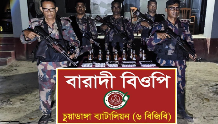 চুয়াডাঙ্গা সীমান্তে ৩০ লাখ টাকার ভারতীয় কসমেটিকস, মদ ও ওষুধ জব্দ